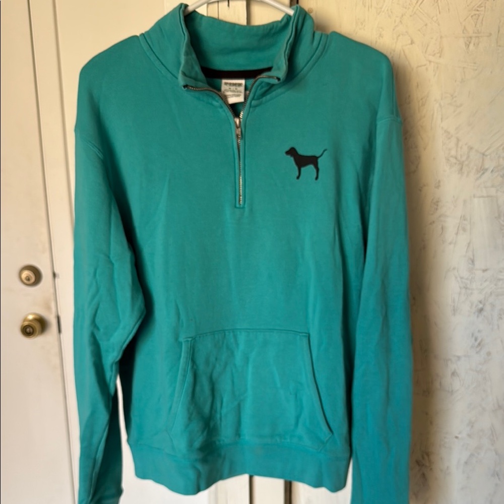 PINK Victoria's Secret Turquoise Quarter-Zip Pullover